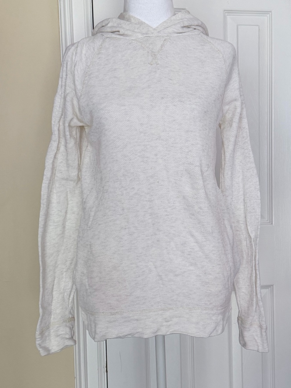 J.Crew XS Ivory Cotton  Lightweight Hoodie ,Pockets Beach, XS